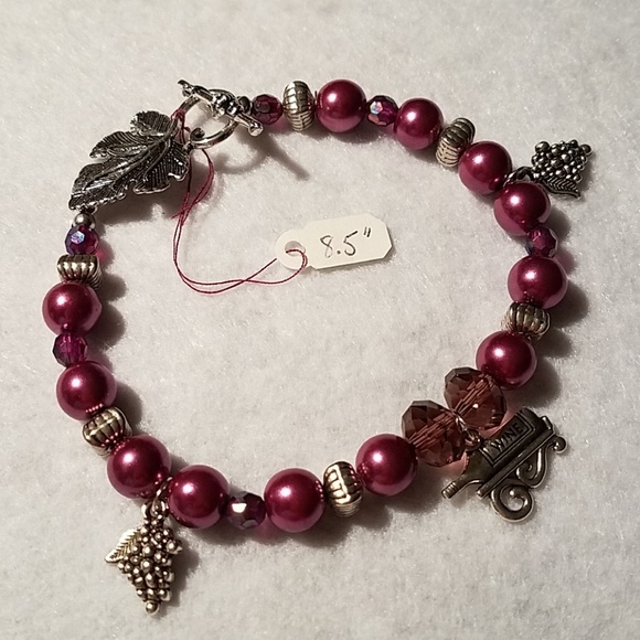 Handcrafted Wine Lovers Bracelet & Earrings Set - Picture 3 of 3